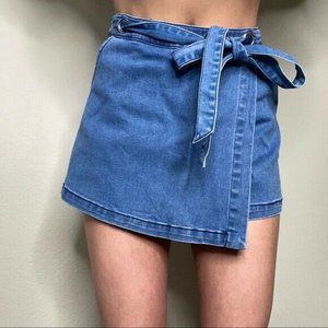 Lovers + Friends Denim Fold-Over Denim Jean Skort